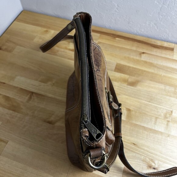 Patricia Nash Tuscania Leather Shoulder Bag Cross Body Purse Signature Map Print - Picture 8 of 15
